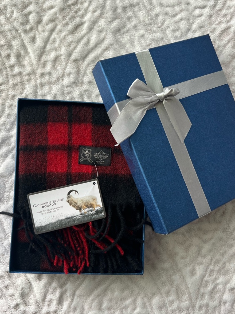Red and Black Buffalo Plaid 100% Cashmere Scarf